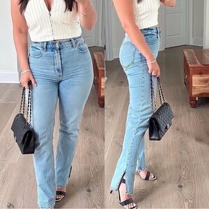 Abercrombie & Fitch Blue Straight Leg Split Hem Jeans